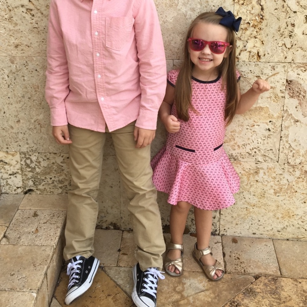 Janie & Jack Pink and Navy Blue dress 2T